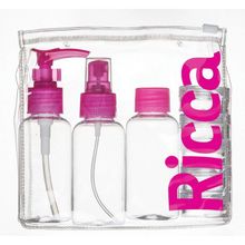 Ricca Kit Viagem Transparente Com Rosa