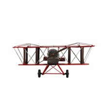 Miniatura Avião Vermelho De Hélice 17x40x45cm Tudo em Caixa