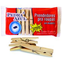 Kit Prendedor Madeira Pequeno Pedra Azul Com 12 Unidades