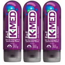 Kit com 3 Kmed 2 Em 1 Lubrificante Íntimo Cimed 200ml Gel Massagem Prazer Sexual