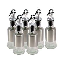 Kit 6 Azeiteiro Vinagreiro Recipiente em Vidro e Inox com Bico Dosador