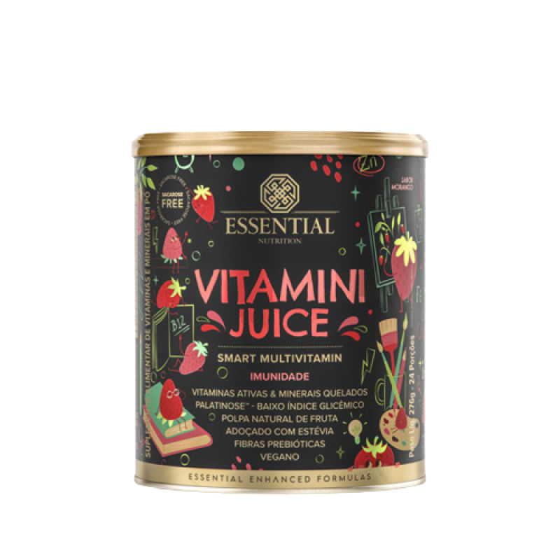 Suplemento ESSENTIAL Vitamíni Juice Morango Vegano 276g