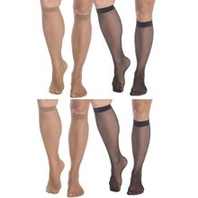 Kit 4 Pares de Meia Selene 3/4 Transparente Fio 15 Feminina - Preto e Nude