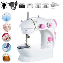 Mini máquina de costura ajustável de 2 velocidades com fio duplo portátil máquina de costura multifuncional