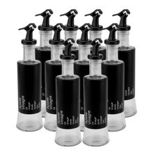 Kit 10 Azeiteiro Vinagreiro Recipiente em Vidro e Inox Preto com Bico Dosador