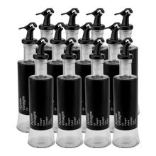 Kit 12 Azeiteiro Vinagreiro Recipiente em Vidro e Inox Preto com Bico Dosador