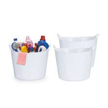 Cesto Organizador Balde Branco Roupa Brinquedos 3un de 30L