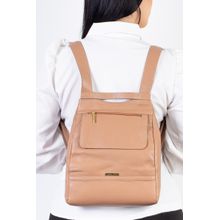 Mochila pequena antifurto couro liso Susan
