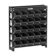 Estante Metálica Com Gaveteiro Organizador Para Ferramentas E Parafusos 25 Gavetas Plásticas Vonder Preto