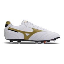Chuteira Campo Mizuno Morelia Classic MD - Masculino - Branco-Dourado