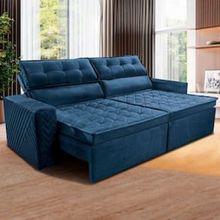 Sofá 3 Lugares Cama inBox Belém Retrátil e Reclinável Revestido em Suede Velusoft - 200cm de largura