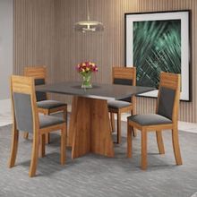 Mesa de Jantar Retangular Viero Vivere com 4 Cadeiras Roma Estofadas e Revestidas