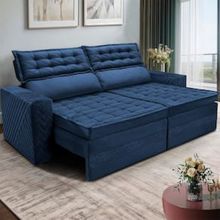 Sofá 3 Lugares Cama inBox Cielo com Assento Retrátil, Encosto Reclinável em Suede Velusoft e 200cm de Largura