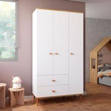 Guarda-Roupa Infantil Bartira Ternura com 3 Portas, 2 Gavetas - 106,8 cm de Largura