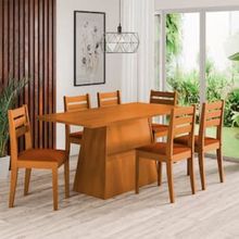 Mesa de Jantar Retangular Dobue Dakar com 6 cadeiras estofadas – 80cm de largura