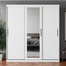 Guarda-Roupa Bartira Paris com Espelho, 3 Portas de Correr e 2 Gavetas