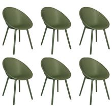 Kit 6 Cadeiras Área Externa de PP Marina com Base Desmontável Verde G56 - Gran Belo