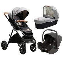 Combo Carrinho Aeria com Bebê Conforto e Moisés Cinza Carbon - Joie