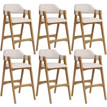 Kit 06 Banquetas Altas Para Cozinha Sala de Jantar Bar Suran L02 Linho Cru - Lyam Decor