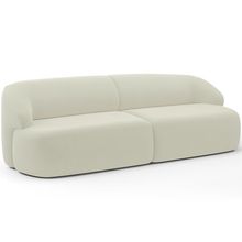 Sofá 3 Lugares Curvo Orgânico Para Sala Living 220cm Barolo L06 Veludo Bege - Lyam Decor