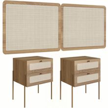 Cabeceira Casal Queen 160cm e 2 Mesas Laterais 2 Gavetas Industrial Indy A03 Hanover - Lyam Decor