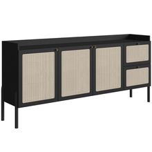 Aparador Buffet Para Sala de Jantar 183cm Pés Madeira Moss A03 Nero Preto - Lyam Decor