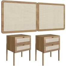 Cabeceira Casal Queen 160cm e 2 Mesas Laterais 2 Gavetas Madeira Moss A03 Hanover Roble - Lyam Decor