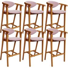 Kit 06 Banquetas Alta Para Cozinha Bancada Bar Sala de Jantar Fixa Cecília L02 Bouclê Rosê - Lyam