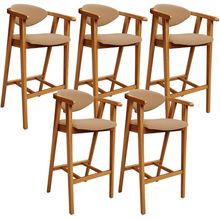 Kit 05 Banquetas Alta Cozinha Bancada Bar Sala de Jantar Fixa Cecília L02 Bouclê Mostarda - Lyam