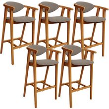 Kit 05 Banquetas Alta Para Cozinha Bancada Bar Sala de Jantar Fixa Cecília L02 Bouclê Bege - Lyam