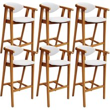 Kit 06 Banquetas Alta Para Cozinha Bancada Bar Sala de Jantar Fixa Cecília L02 Facto Branco - Lyam