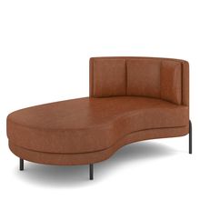 Sofá Chaise Longue Sala de Estar Living Lucca Esquerdo D02 Couríssimo Marrom B-38 - Lyam Decor