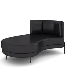 Sofá Chaise Longue Sala de Estar Living Lucca Esquerdo D02 Couríssimo Preto B-159 - Lyam Decor