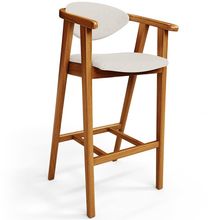 Banqueta Alta Para Cozinha Bancada Bar Sala de Jantar Fixa Cecília L02 Linho Cru - Lyam