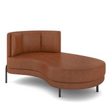Sofá Chaise Longue Sala de Estar Living Lucca Direito D02 Couríssimo Marrom B-38 - Lyam Decor