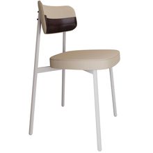 Cadeira Estofada Para Sala de Jantar Astrid Branco C01 Linho Areia Courino Café - Lyam Decor