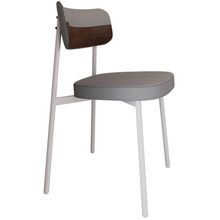 Cadeira Estofada Para Sala de Jantar Astrid Branco C01 Linho Cinza Courino Whisky - Lyam Decor