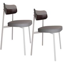 Kit 02 Cadeiras Estofada Para Sala de Jantar Astrid Branco C01 Linho Cinza Courino Café - Lyam Decor