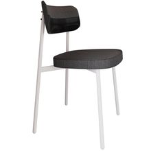 Cadeira Estofada Para Sala de Jantar Astrid Branco C01 Linho Preto Courino Preto - Lyam Decor