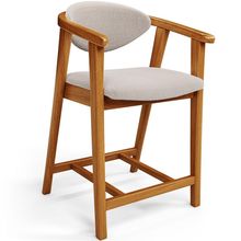 Banqueta Baixa Para Cozinha Sala de Jantar Bancada Cecília L02 Bouclê Creme - Lyam Decor