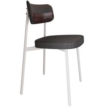 Cadeira Estofada Para Sala de Jantar Astrid Branco C01 Linho Preto Courino Café - Lyam Decor