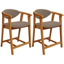 Kit 02 Banquetas Baixa Cozinha Sala de Jantar Bancada Cecília L02 Bouclê Bege - Lyam Decor