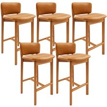 Kit 05 Banquetas Alta Para Cozinha Sala de Jantar Bar Dara L02 Couríssimo Whisky - Lyam Decor