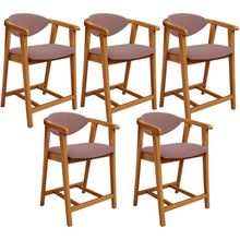 Kit 05 Banquetas Baixa Para Cozinha Sala Jantar Bancada Cecília L02 Suede Rosê - Lyam Decor