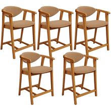 Kit 05 Banquetas Baixa Para Cozinha Sala Jantar Bancada Cecília L02 Bouclê Mostarda - Lyam Decor