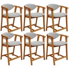 Kit 06 Banquetas Baixa Para Cozinha Sala Jantar Bancada Cecília L02 Bouclê Cinza - Lyam Decor