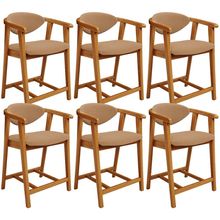 Kit 06 Banquetas Baixa Para Cozinha Sala Jantar Bancada Cecília L02 Bouclê Mostarda - Lyam Decor