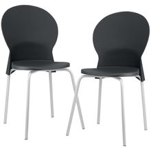 Kit 02 Cadeiras Para Sala De Jantar Cozinha Mond F02 Base Aço Branco Preto - Lyam Decor