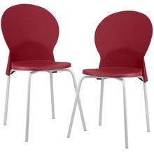 Kit 02 Cadeiras Para Sala De Jantar Cozinha Mond F02 Base Aço Branco Vermelho - Lyam Decor