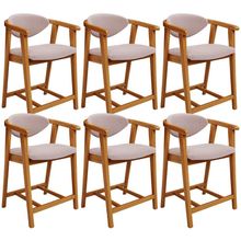 Kit 06 Banquetas Baixa Para Cozinha Sala Jantar Bancada Cecília L02 Bouclê Rosê - Lyam Decor